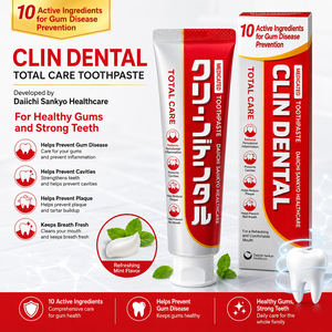 Pasta Dental Medicada Daiichi Sankyo Clean Dental Total Care Hecha en Japón, 100g, 10 Ingredientes, para Enfermedades de las Encías, Venta al Por Mayor - Product Image 3
