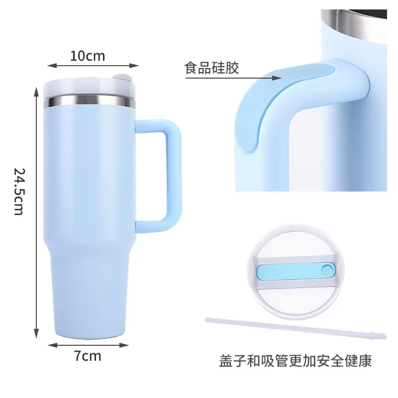 304 thép không gỉ cách nhiệt chai nước với rơm Ice Cream Cup xách tay cốc cà phê xe cup 40oz với xử lý