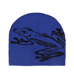 Bonnet unisexe en jacquard 100 % acrylique à motif grenouille, tricoté sans plis, idéal pour la plage, les voyages et les activités de plein air - Product Image 3