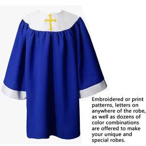 Túnicas de Coro Personalizadas para Niños de Iglesia con Yugo Redondeado, Logotipo de Cruz Dorada, 100% Poliéster, Tela Mate - Product Image 6