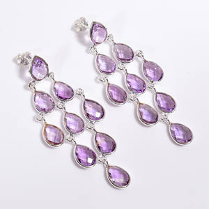 Boucles d'oreilles lustre en argent sterling 925 avec rubis naturel, coupe poire, pierre précieuse, bijoux en argent antique - Product Image 2