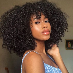 <span class=keywords><strong>Perruque</strong></span> Demi-Tête Afro Crépue Kinky Raw 3-en-1 sans Colle Cheveux Humains, Cheveux Birmans, Prête à Porter <span class=keywords><strong>Invisible</strong></span> à Cordon, à Retourner - Product Image 1