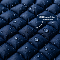 Matelas de camping gonflable transfrontalier pour l'extérieur avec pompe à pied, gonflage automatique, motif pressé, en TPU, avec oreiller