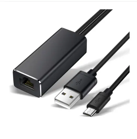Adaptor Ethernet USB Mikro Ke RJ45, dengan Kabel Catu Daya USB untuk Amazon Fire TV Google Home untuk Mini Ultra Chromecast 1/2