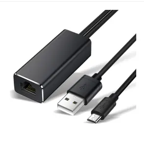 微型USB到RJ45以太网适配器，带USB电源电缆适用于亚马逊消防电视谷歌主页迷你超Chromecast 1/2