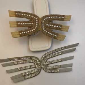 고객 맞춤형 브랜드 로고 크리스탈 및 다이아몬드 장식 샌들 슬리퍼 부자재용 슈즈 어퍼 - Product Image 5
