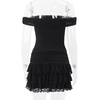 Ensemble 2 pièces short et haut court moulant plissé uni à col en V, sans bretelles, épaules dénudées, bordure en dentelle, style sexy et doux, collection 2026