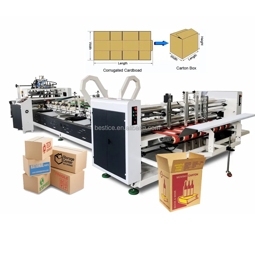 Cheaper price QZXJ-2600 corrugated small carton box gluing packing machine paperboard folder gluer after printing machineries