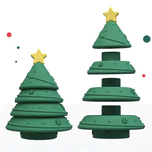Lebensmittel qualität Neueste Weihnachts baum Stapelung Lernspiel zeug Baby Silikon Weihnachten Stapels pielzeug für Kinder