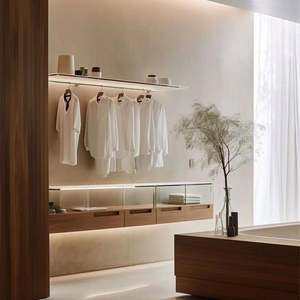 Custom Modern Style <b>Cloth</b> Stand for Store Display Stylish Clothing <b>Rack</b> for Home Shop Hotel Living Room Made From Wood Panel - Product Image 2