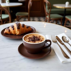 Tasses à café en porcelaine modernes de 10,2 oz pour restaurants et cafés, vente en gros, personnalisables <span class=keywords><strong>avec</strong></span> logo, ensemble <span class=keywords><strong>tasse</strong></span> et <span class=keywords><strong>soucoupe</strong></span> pour latte, cappuccino et <span class=keywords><strong>expresso</strong></span> - Product Image 5
