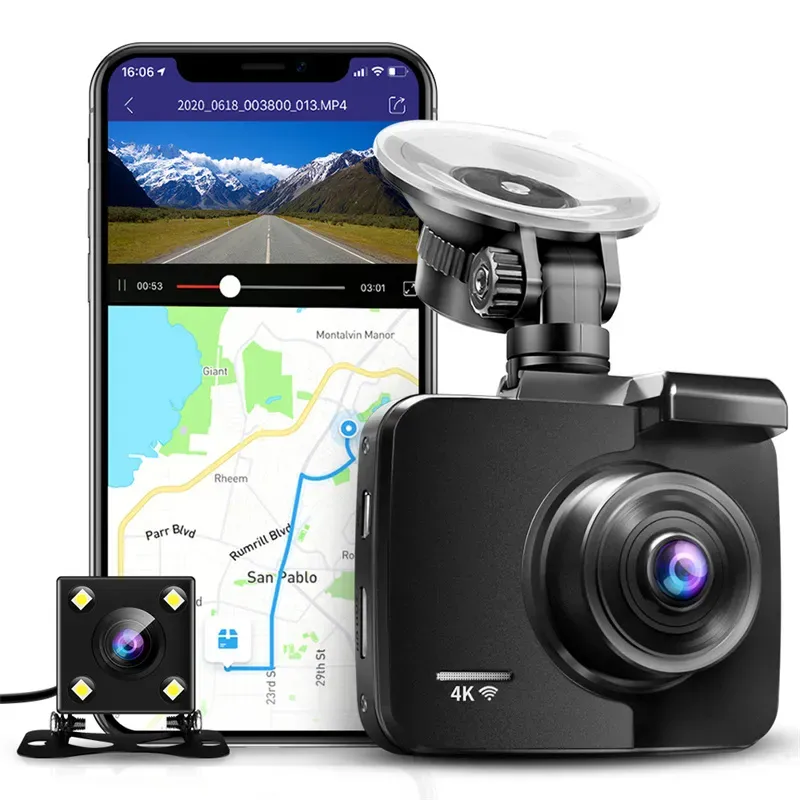 Araba dedektörü Combo kablosuz araç kamerası dahili g-sensor yüksek duyarlı WIFI GPS e-köpek araba kamera Dashcam