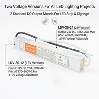 Alimentation LED étanche IP67 LEYU LDV-30-24 30W 24V 1.25A, convertisseur AC/DC ultra-plat à sortie unique pour extérieur
