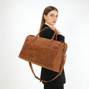 Bolsa de viaje de cuero de gran capacidad, bolsa de fin de semana, bolsa de gimnasio, equipaje de mano con correa para el hombro - Product Image 1