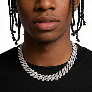 Cadena Cubana de Plata de Ley S925 con Cielo Estrellado y Diamantes de Moissanita de 14 mm, Joyería de Lujo para Hombre, Estilo Hip-Hop - Product Image 1