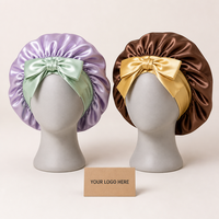 Bonnet en Soie de Mûrier Double Couche avec Nœud en Ruban Réversible Deux Faces 33cm, Coffret Cadeau, Pochette, Vente en Gros, OEM, ODM