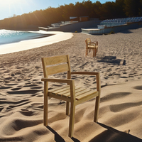 Chaise de jardin en teck, mobilier d'extérieur empilable, design moderne, pieds coniques, structure en bois, fabrication OEM ODM, livraison directe d'usine, utilisation pour hôtels et villas