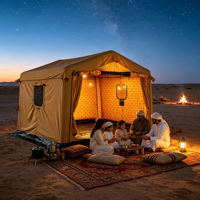 Tente de camping gonflable jaune sur mesure OEM, grande taille 3x3x2.5m, tente de glamping à colonnes d'air avec porte double couche