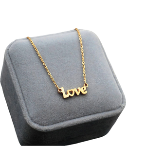 G1233 joyería de moda letra colgante doble capa perla titanio acero collares amor feliz <span class=keywords><strong>90S</strong></span> clavícula cadena collar - Product Image 1