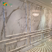 Dalles murales en marbre Calacatta Gold MTSTONE, finition brillante, pierre naturelle, pour salle de bain, niche de douche, revêtement mural, disponible pour toute la maison