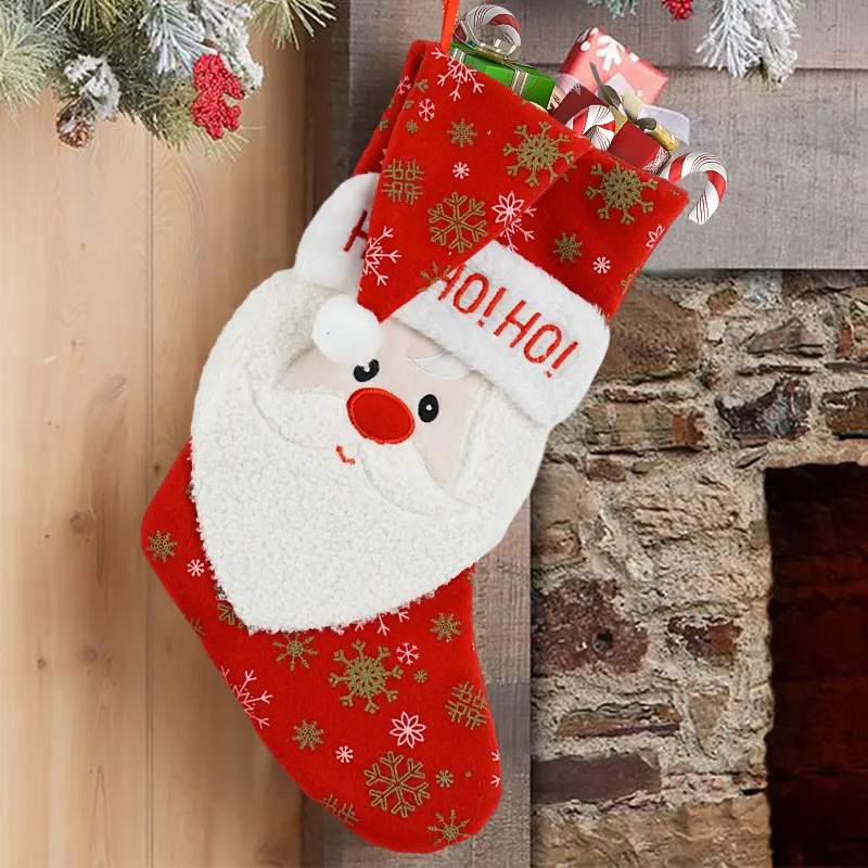 16 pulgadas 18 pulgadas lindas botas de Navidad personalizadas medias para dulces con logotipo OEM