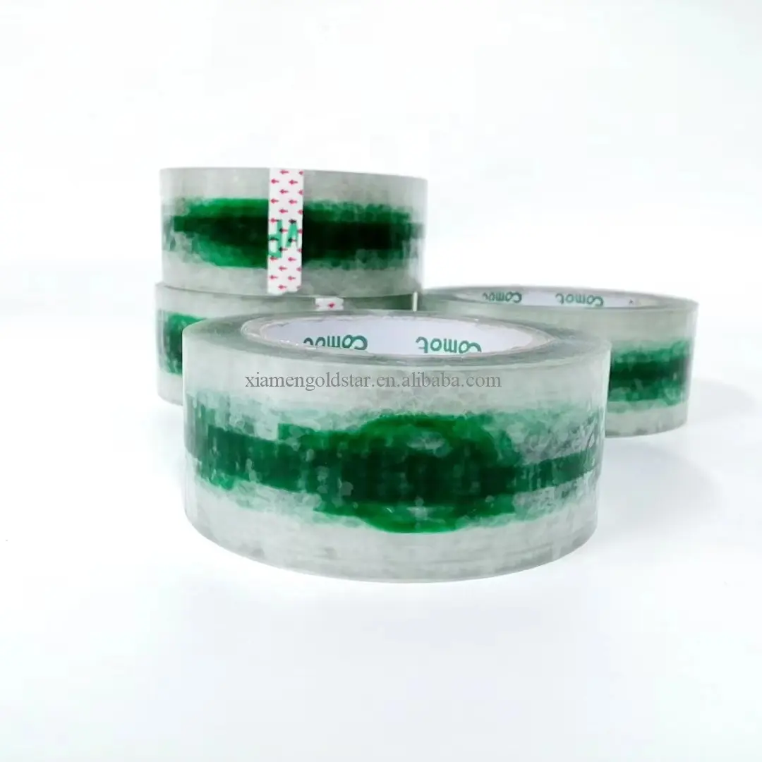 Grosir gulungan Jumbo disesuaikan pita logo hijau pita transparan pita bening dengan LOGO