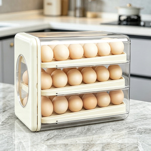 Egg Storage Box Stackable Refrigerator Rack With Flip Top Lid For Kitchen Use - Product Image 3