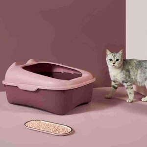Cat Litter <b>Box</b> Extra <b>Large</b> Semi Enclosed High Edge Anti Splash Rectangle PP Material For Cat - Product Image 2