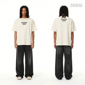 Camisetas de Manga Corta con Cuello Redondo de Algodón Puro 320G, Unisex, Holgadas, Deportivas, para Usar como Capa Base Interior y Exterior - Product Image 2