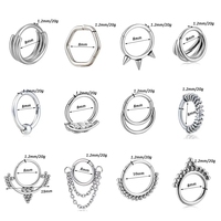 G23 Clicker 20g Anting Hidung Stud Cincin Perut Anting Lubang Hidung Septum Titanium Piercing Astm F136 Perhiasan untuk Wanita Pria