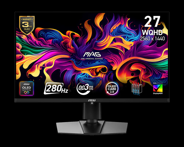 Msi Mag271qp Qd-oled X28 27-inch 2k 280hz Qd-oled 0.03ms Type-c Anti-blue Light Height Adjustable And Rotating Gaming Monitor