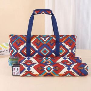 For American Mahjong Bag <b>Set</b> Large Capacity Foldable Geometric Pattern Portable Travel Storage Bag Advanced Wash - Product Image 1