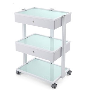 Dongpin Salon <b>Trolley</b> 58.8x43x81 Three Tier Glass Shelf Metal <b>Tool</b> Cart For Beauty Nail Hair Salon Storage - Product Image 3