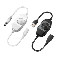 Cordon d'alimentation avec variateur de luminosité continu DC5521, variateur de luminosité intégré pour LED monocolores, cordon d'alimentation USB mâle vers femelle
