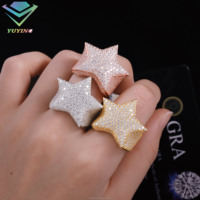 Bague style hip-hop en argent 925 plaqué or 18 carats, sertie de moissanite VVS avec certificat GRA, taille brillant ronde, motif étoile glacée, en promotion