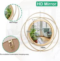Haute qualité métal rond or moderne luxe décoratif mur miroir Art Design hôtel décor à la maison