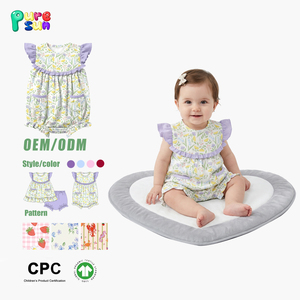 Vêtements pour bébé personnalisés, mignons, à motif <span class=keywords><strong>montgolfière</strong></span>, smockés, 100% coton biologique respirant, printemps-été, manches bouffantes, pour filles - Product Image 3