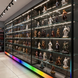 Vitrina de Cristal para Legos, Vitrina de Exhibición de Vidrio Templado Personalizada con Iluminación LED de Color en la Base, Exhibidor de Productos para Tiendas de Cigarrillos - Product Image 6