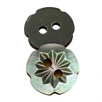 Boutons en nacre noire en forme de fleur irrégulière, 2 trous, gravure profonde, 5 pétales, coquille naturelle, boutons décoratifs pour vêtements