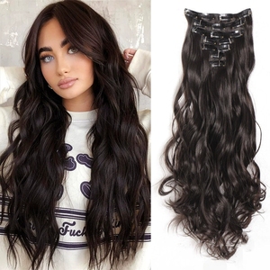Perruque Extensions de Cheveux Longs Cheveux Bouclés Grandes Vagues Sept Ensembles d'extensions de Cheveux <span class=keywords><strong>en</strong></span> Fibres Chimiques 17 Clips Produits Trouvés - Product Image 2