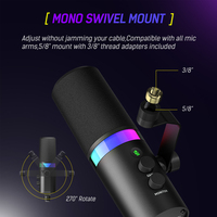 Microphone dynamique filaire professionnel XLR USB avec lumière RVB et support de microphone pour jeux sur PC, smartphones et podcasts