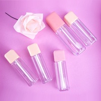 Tube de brillant à lèvres rose transparent de 3 ml, tube de gloss à lèvres givré vide avec applicateur, tube de rouge à lèvres liquide en plastique pour baume à lèvres et huile à lèvres