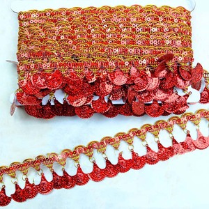 5MM DIY costura decorativa adornos de encaje dorado trenzado brillo lentejuelas borla flecos trenzado disfraz Tatting recorte de tela con cuentas - Product Image 1
