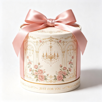 Boîte cadeau ronde personnalisée de haute qualité, emballage rigide en papier pour cosmétiques de luxe avec design palais, vente en gros