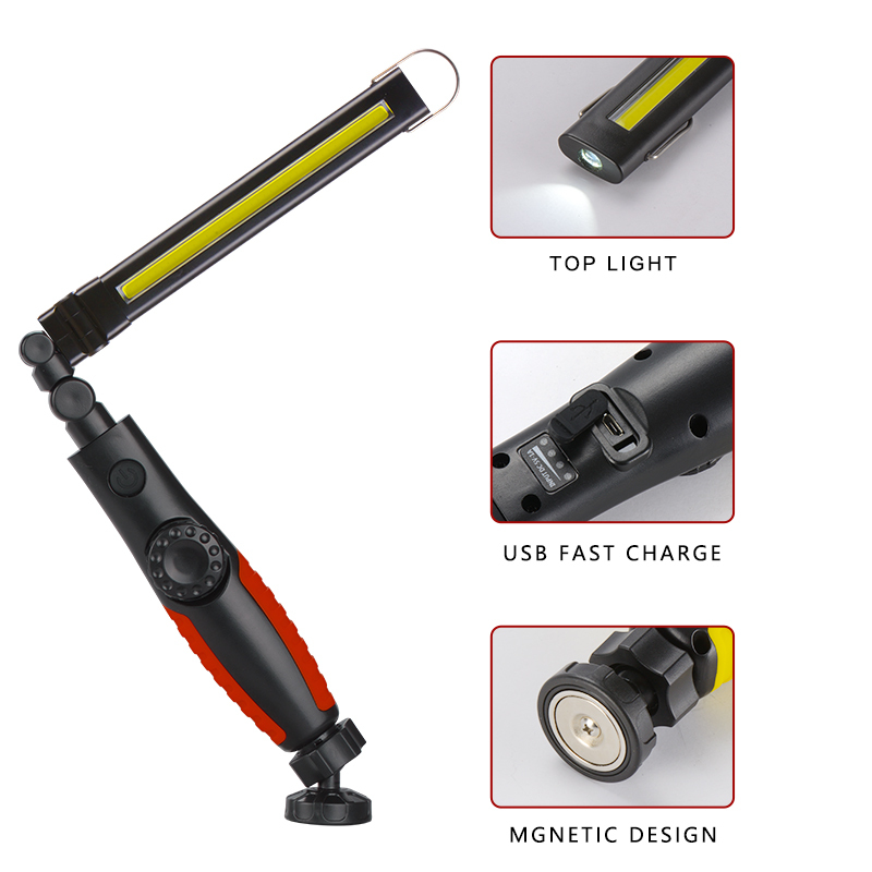 COB XPE Foldable Slim Lamp With Strong Magnet Car Workshop Hook Garage Lighting Work Detail Light