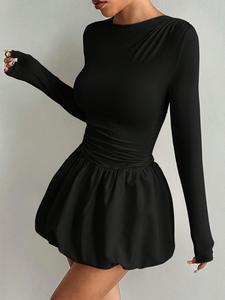 2026 European and American fashion slim long-sleeved dress stretch <b>tutu</b> <b>skirt</b> <b>women</b> - Product Image 4
