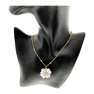 Collana da Donna Regolabile Placcata Oro 18k con Resina Epossidica Naturale e Fiore di Giugno (Delphinium Grandiflorum) - Product Image 6