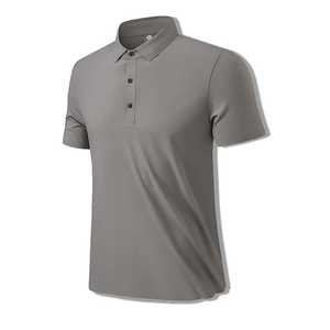 Polo en nylon pour homme, gris clair, manches courtes, vêtement d'été, tissu tricoté, coupe ajustée - Product Image 3
