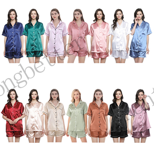 <span class=keywords><strong>Pigiama</strong></span> da Sposa in Raso di Seta di Lusso, 21 Colori, Maniche Corte, Taglie Forti, Vita Elastica - Product Image 3