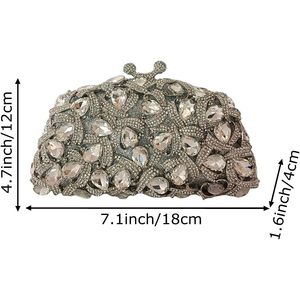 Daffgui Women Crystal <b>Clutch</b> Evening Bag Teardrop Rhinestone Bridal Handbag Sparkling Beaded Party Purse - Product Image 2